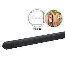 Betonpaal glad met diamantkop 10 x 10 x 280 cm, antraciet ongecoat, tussenpaal.