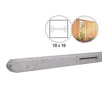 Betonpaal stampbeton 10 x 10 x 280 cm, grijs tussenpaal t.b.v. recht scherm.