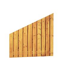 Grenen geschaafd plankenscherm 21-planks 17 mm, 180 x 180/90 cm, verticaal recht aflopend, groen geïmpregneerd.