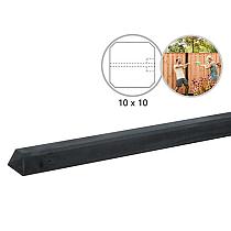 Betonpaal glad met diamantkop 10 x 10 x 280 cm, antraciet ongecoat, eindpaal.