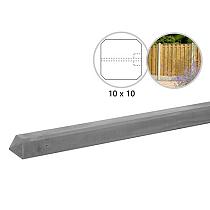 Betonpaal glad met diamantkop 10 x 10 x 280 cm, grijs ongecoat, eindpaal.