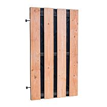 Douglas fijnbezaagde plankendeur met zwarte binnenzijde, op zwart verstelbaar frame, 100 x 180 cm, zwart/onbehandeld.