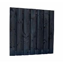 Douglas fijnbezaagd plankenscherm 15-planks 19 mm, 180 x 180 cm, zwart gedompeld.