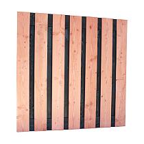 Douglas fijnbezaagd plankenscherm met zwarte binnenkant, 15-planks 19 mm, 180 x 180 cm, zwart/onbehandeld.