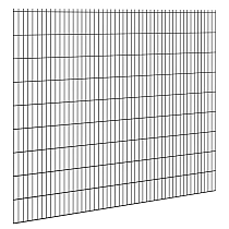 Hillfence metalen scherm, dubbele staafmat, 250 x 183 cm, zwart.