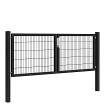 Hillfence metalen dubbele poort Premium-line inclusief slot, 300 x 100 cm, zwart.