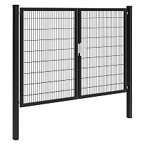 Hillfence metalen dubbele poort Premium-line inclusief slot, 300 x 180 cm, zwart.