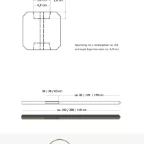 Betonpaal glad met diamantkop 10 x 10 x 310 cm, antraciet gecoat, hoekpaal t.b.v. 2 betonplaten.