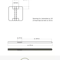 Lichtgewicht betonpaal met diamantkop ongecoat 8,5x8,5x275 cm, eindpaal, grijs.