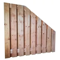 Redvision geschaafd plankenscherm 19-planks 16 mm, 180 x 180-90 cm, verticaal, recht aflopend.