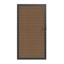 NewTechWood Co-extrusie composiet deur in aluminium frame, horizontaal triple, 100 x 195 cm, Teak.