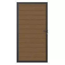 NewTechWood Co-extrusie composiet deur in aluminium frame, horizontaal, 100 x 195 cm, Teak.