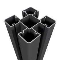 NewTechWood aluminium sleufpaal, met paalkap, 8 x 8 x 270 cm, zwart.