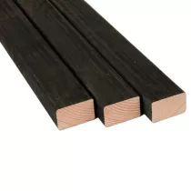 Douglas geschaafde regel gedroogd 4,5 x 7 x 400 cm, zwart.