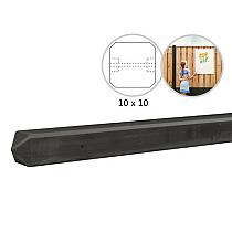 Betonpaal met diamantkop t.b.v. betonplaten met motief 10 x 10 x 275 cm, antraciet gecoat tussenpaal.