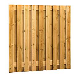 Grenen geschaafd plankenscherm 19-planks 15 mm, 180 x 180 cm, verticaal recht, groen geïmpregneerd.