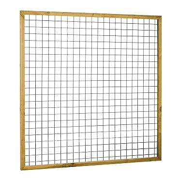 Eco gaastrellis met maas 7,5 x 7,5 cm, in grenen raamwerk 4,5 x 4,5 cm, 180 x 180 cm, groen geïmpregneerd.