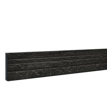 Betonplaat dubbelzijdig rotsmotief 36 x 3,5 x 184 cm, antraciet gecoat.