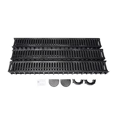 WS Actiedrain met PE rooster incl 2x eindkap en 1x onderuitlaat (doos á 3 stuks)