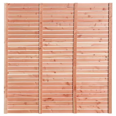 Douglas enkelzijdig geschaafd latten scherm, recht horizontaal, 180 x 180 cm.