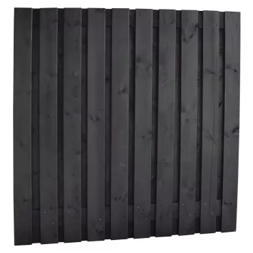 Naaldhout geschaafd plankenscherm 21-planks 15 mm, 180 x 90 cm, recht, geïmpregneerd en zwart gespoten.