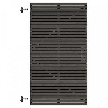 Grenen geschaafd latten deur op verstelbaar frame, horizontaal, 178 X 99 x 5 cm, zwart gespoten.