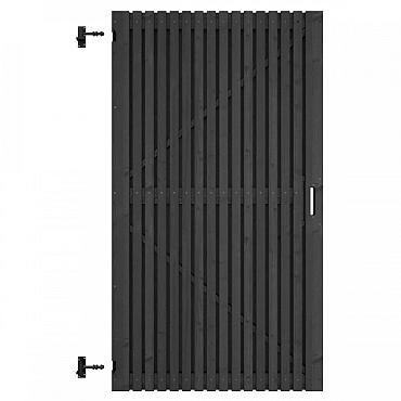 Grenen geschaafd latten deur op verstelbaar frame, verticaal, 178 X 99 x 5 cm, zwart gespoten.