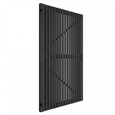 Grenen geschaafd latten deur op verstelbaar frame, verticaal, 178 X 99 x 5 cm, zwart gespoten.