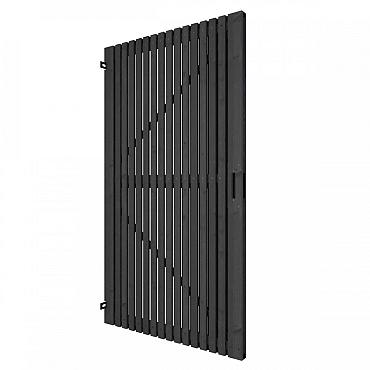 Grenen geschaafd latten deur op verstelbaar frame, verticaal, 178 X 99 x 5 cm, zwart gespoten.