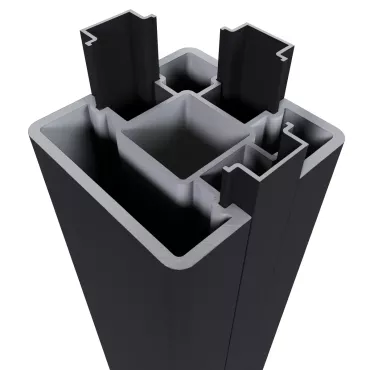 NewTechWood aluminium poortpaalset, 2 stuks met paalkap, 8 x 8 x 270 cm, zwart.