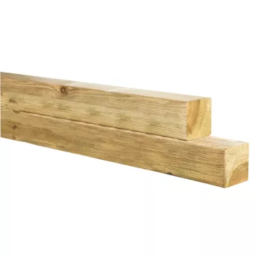 Midden-Europees vuren geschaafde paal 14 x 14 x 400 cm, groen geïmpregneerd.