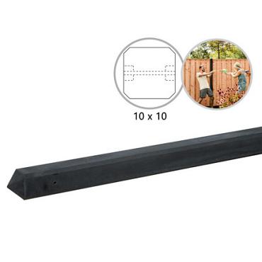 Betonpaal glad met diamantkop 10 x 10 x 280 cm, antraciet ongecoat, tussenpaal.
