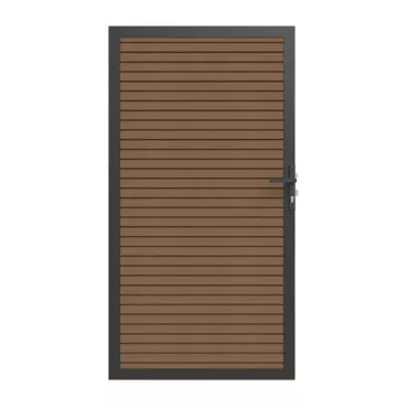 NewTechWood Co-extrusie composiet deur in aluminium frame, horizontaal triple, 100 x 195 cm, Teak.