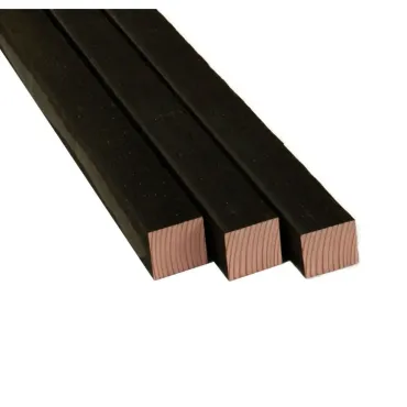 Douglas geschaafde paal 6,5 x 6,5 x 300 cm, zwart gespoten.